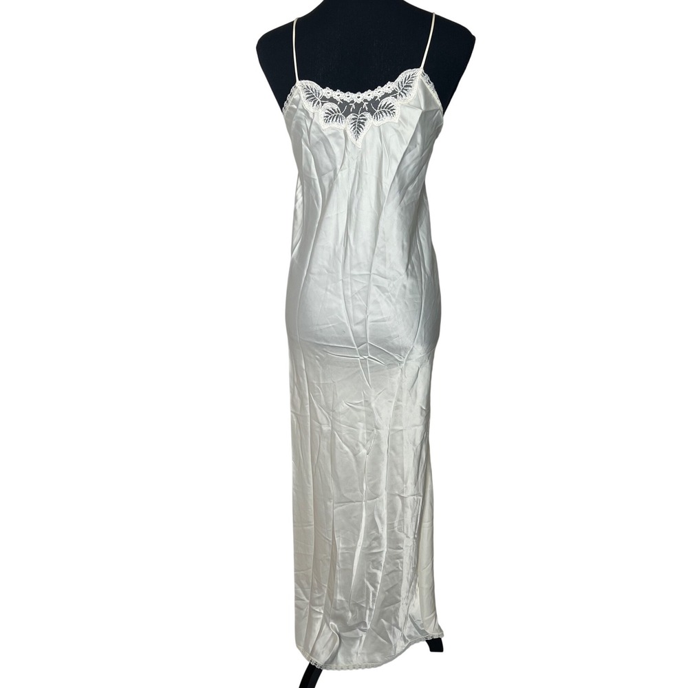 Vintage White Lace Trim Full Length Slip Nightgown Size‎ Small